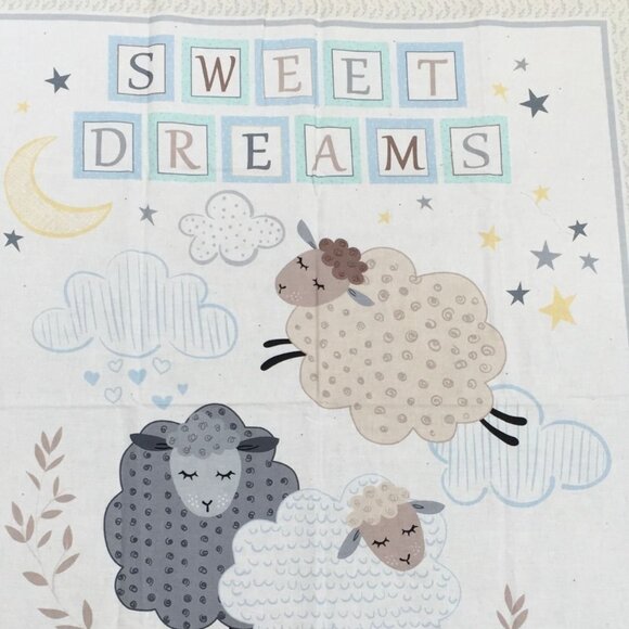 Kanvas Studios Sweet Dreams Fabric Panel for Baby Blanket 43x33" Sheep - Picture 2 of 8
